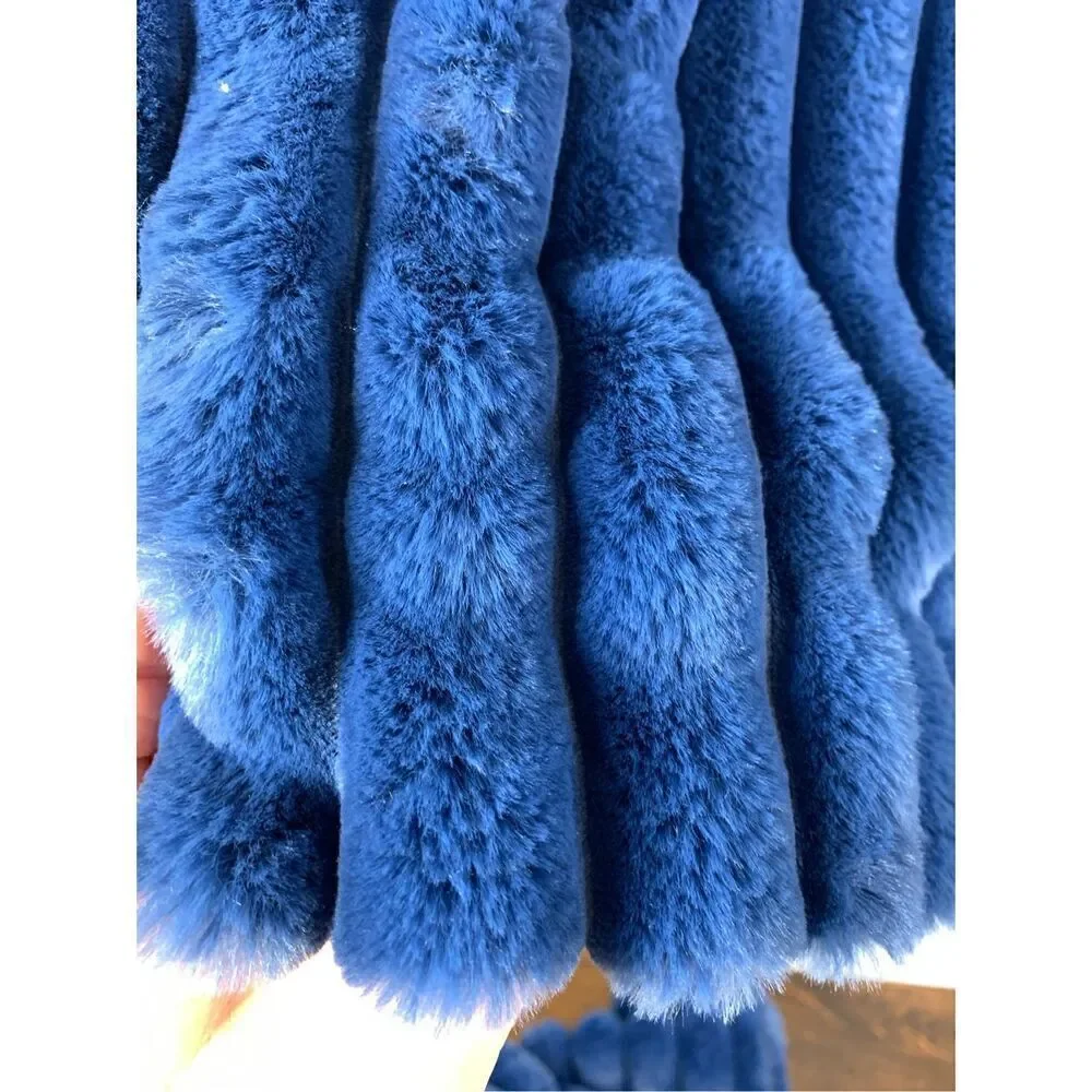 Royal Blue 2 Set Chenille Striped Pillowcases 18x18